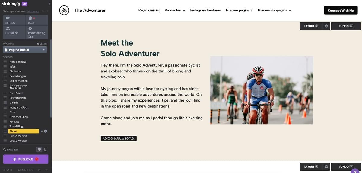 Editor de Site Strikingly