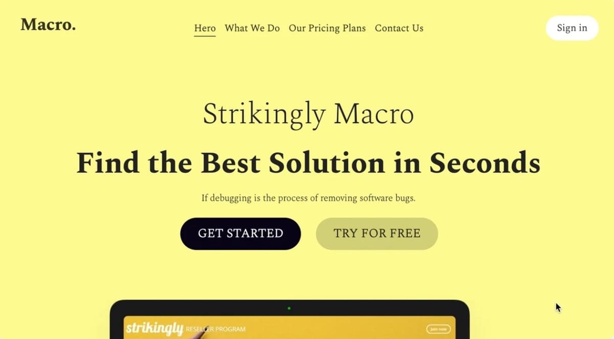 Modelo Macro da Strikingly