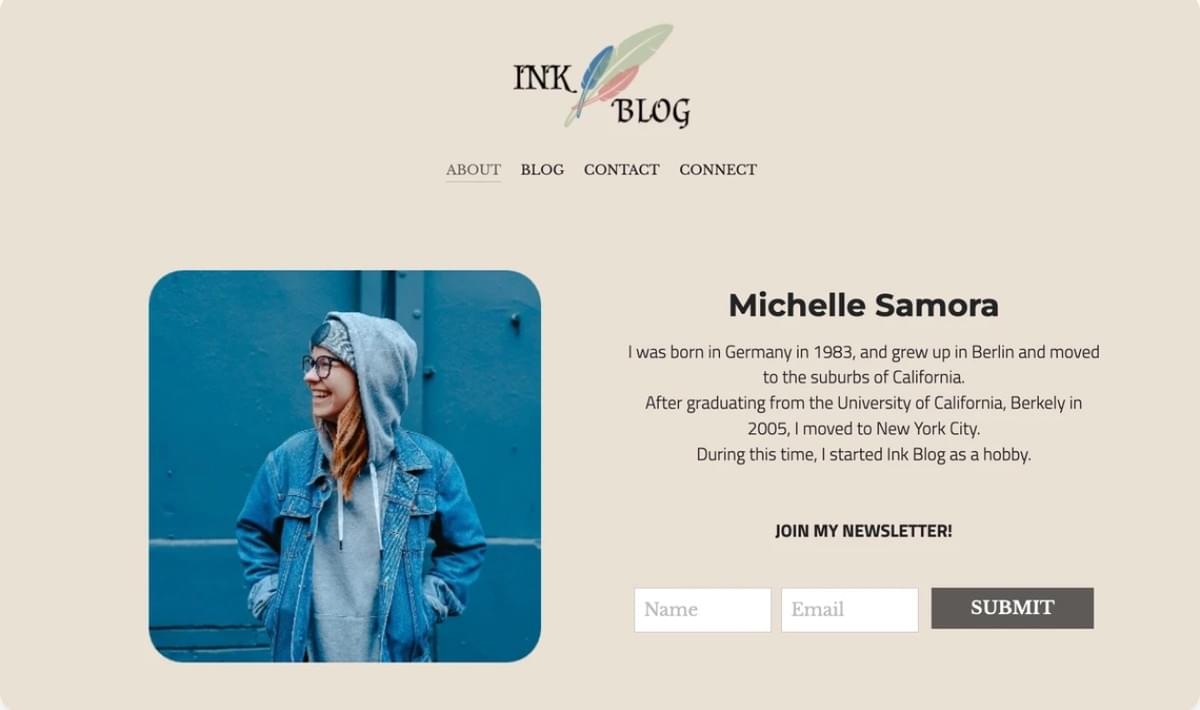 Ink Blog Template van Strikingly