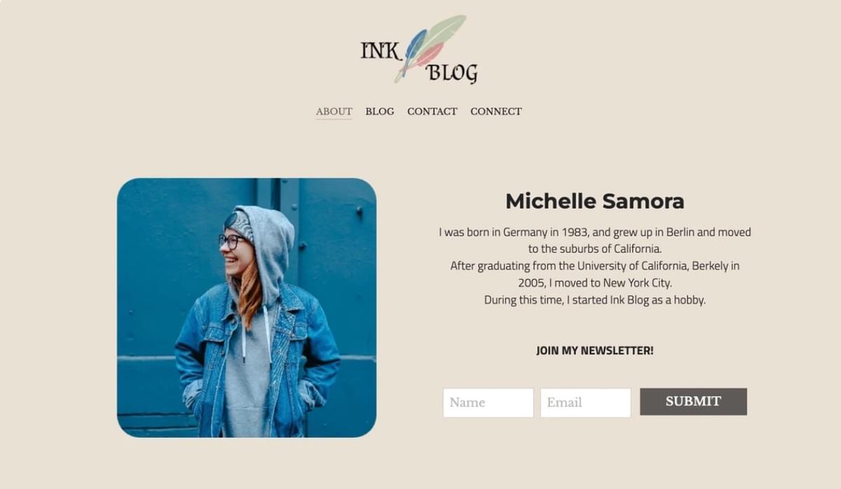 Modelo de Blog Ink da Strikingly