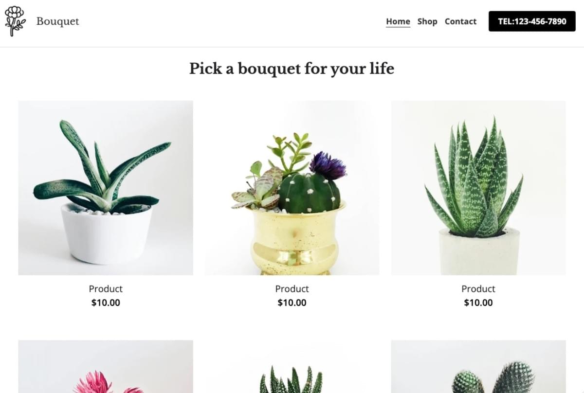 Bouquetsjabloon van Strikingly