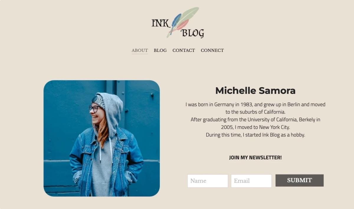 Modelo de Blog Tinta do Strikingly
