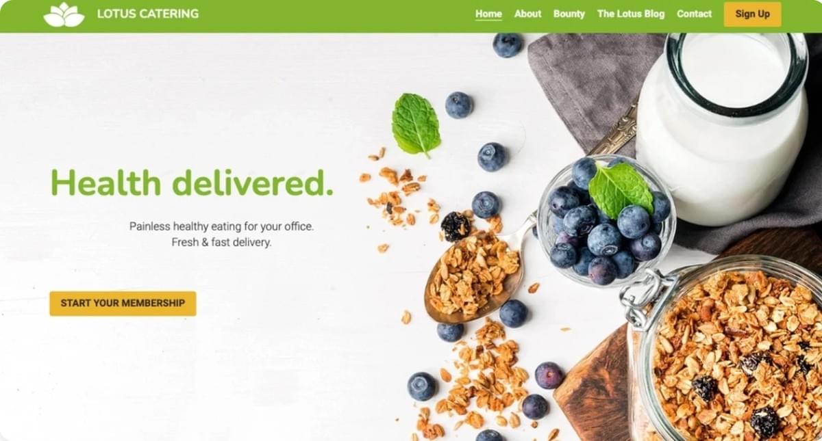 Lotus Catering Template da Strikingly