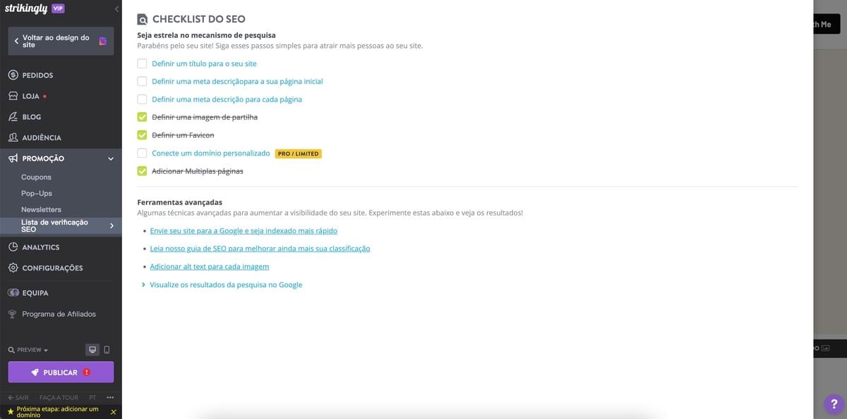 Lista de verificação SEO impressionante