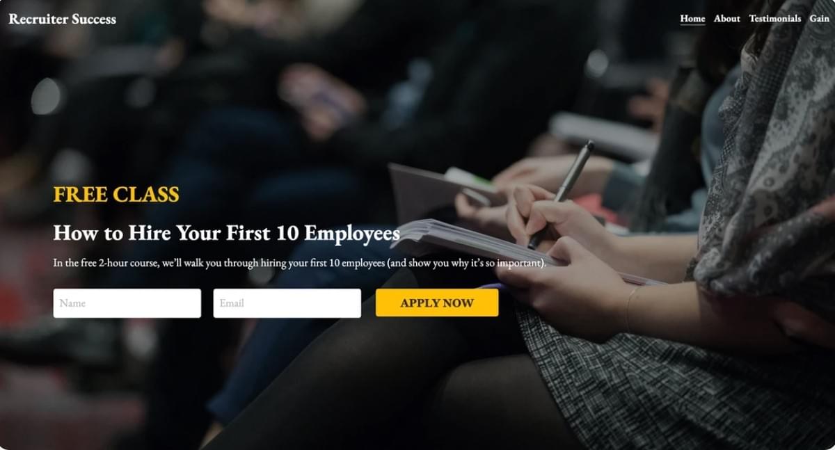 Recruiter Succes Sjabloon van Strikingly