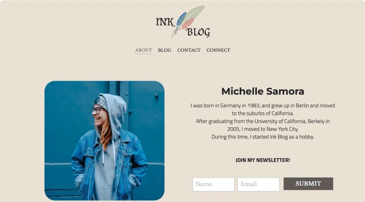 Modelo de Blog Ink da Strikingly