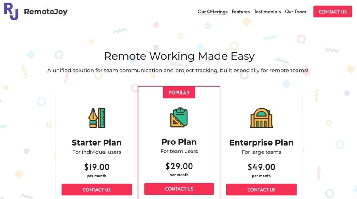 Remote Joy Sjabloon van Strikingly