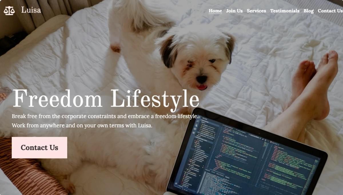 Freedom Lifestyle Template van Strikingly