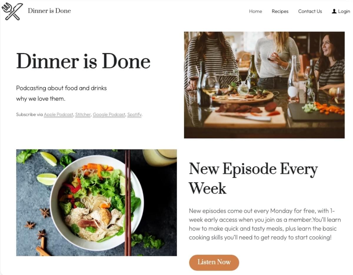 Modelo de Blog de Culinária "Dinner is Done"