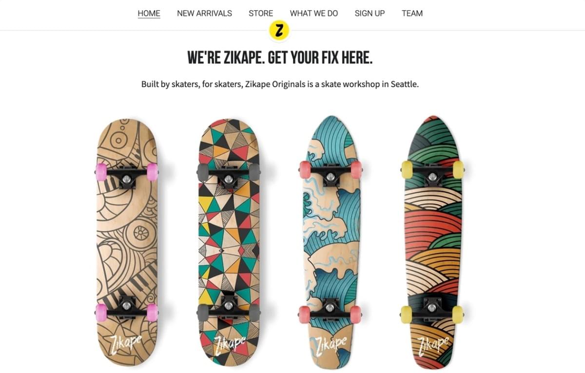 Zikape Sjabloon van Strikingly
