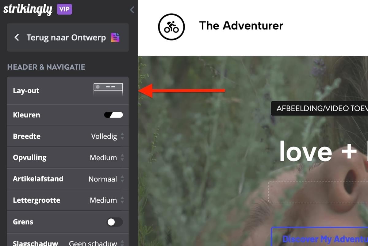 Vertical Navigatiemenu Op Strikingly - Lay-out