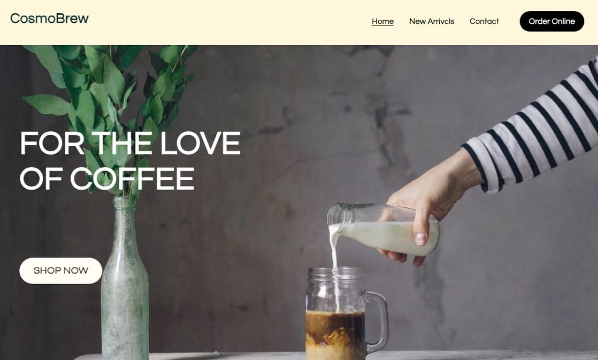 CosmoBrew-sjabloon van Strikingly
