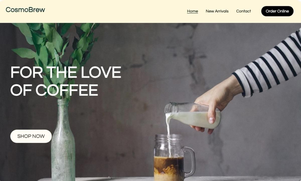 Szablon CosmoBrew od Strikingly
