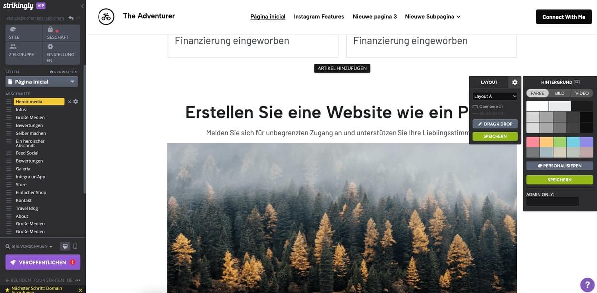 Strikingly Shop-Editor
