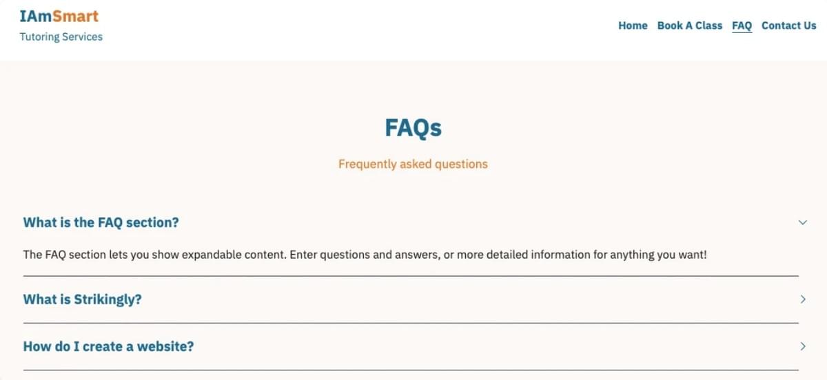Tutorvorlage von Strikingly