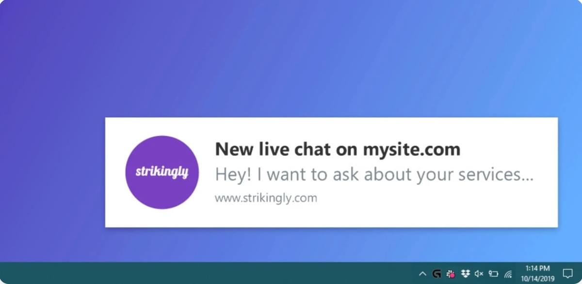 Strikingly Live Chat Functie Melding