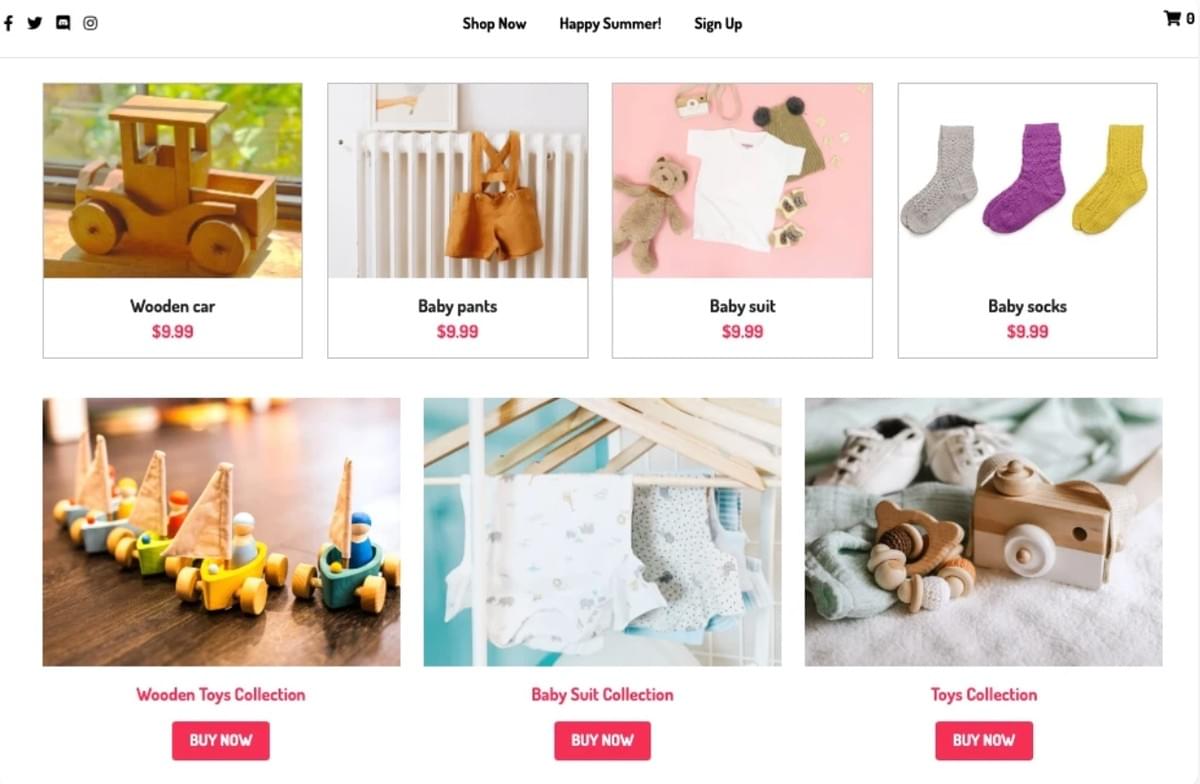 Modelo de loja online Peggi da Strikingly