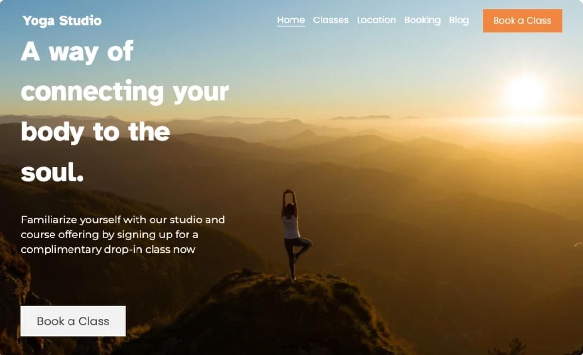 Modelo de Negócio de Yoga da Strikingly