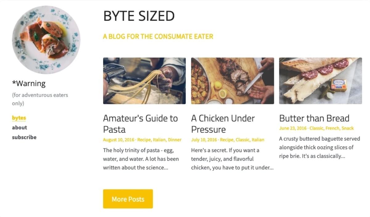 Byte Sized Blog Sjabloon van Strikingly