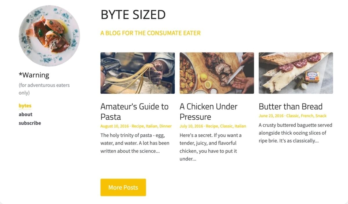 Modelo Byte Sized da Strikingly