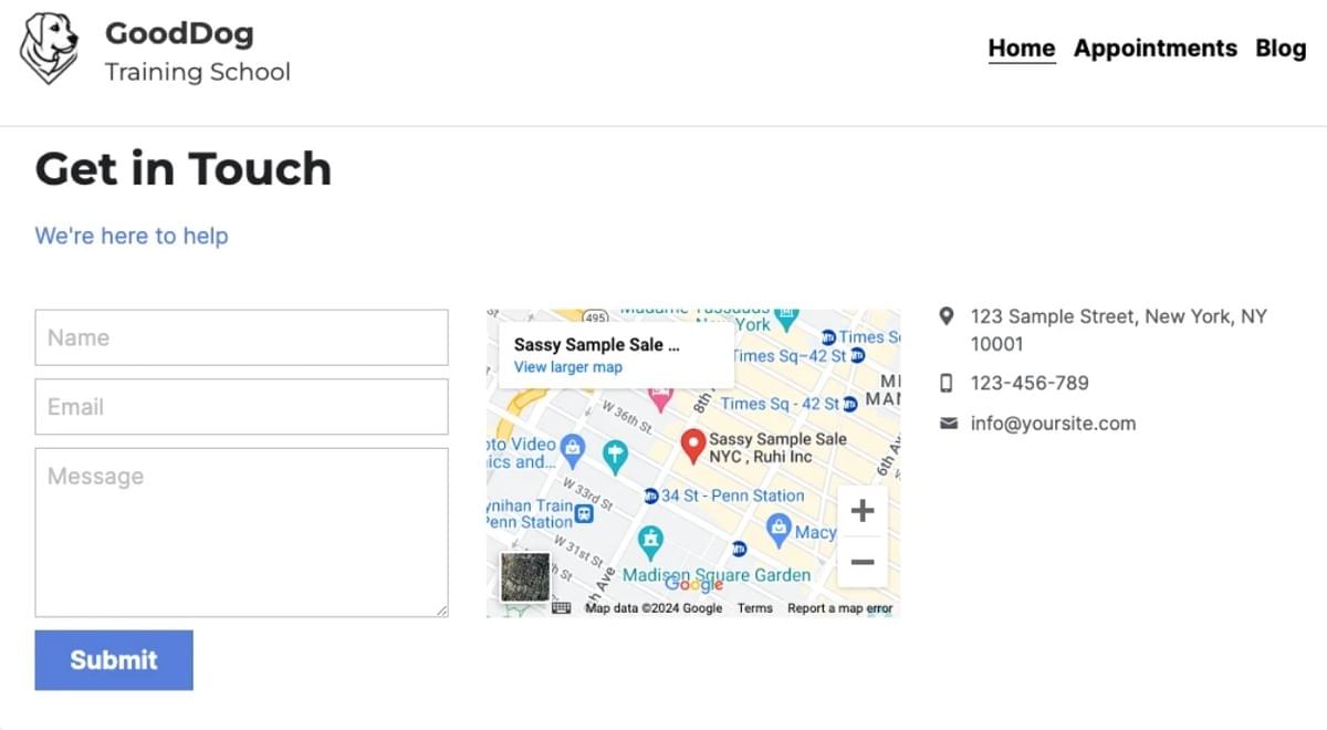 Template de Escola de Adestramento de Cães da Strikingly