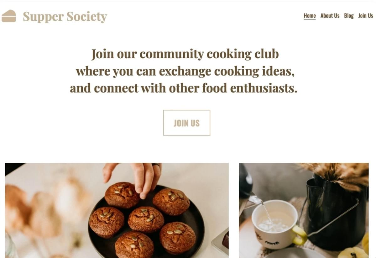 Modelo para Sociedade de Jantar da Strikingly