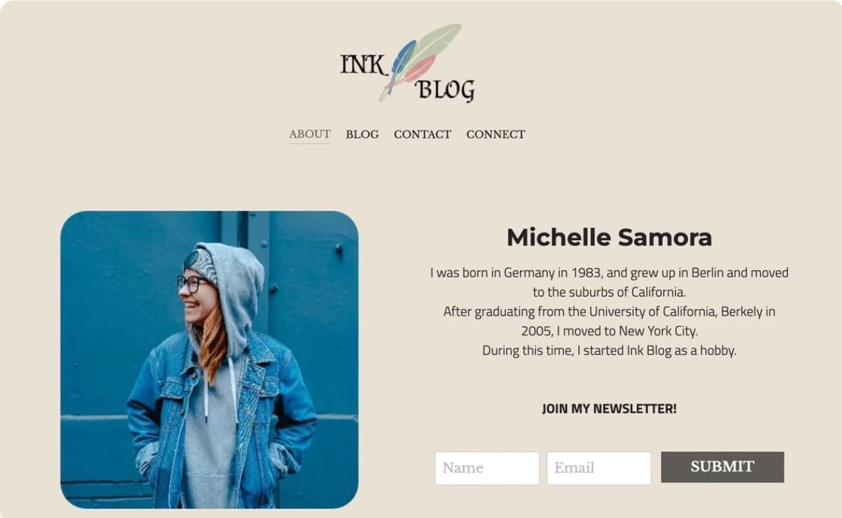 Modelo de Blog Ink da Strikingly