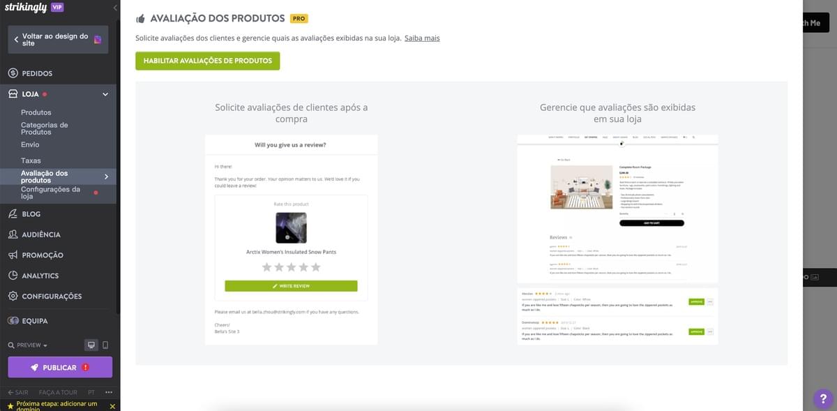 Recurso de avaliações de produtos impressionante