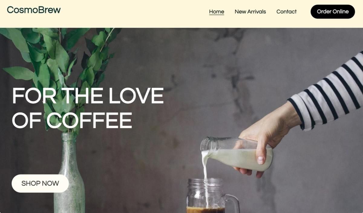 Modelo CosmoBrew da Strikingly