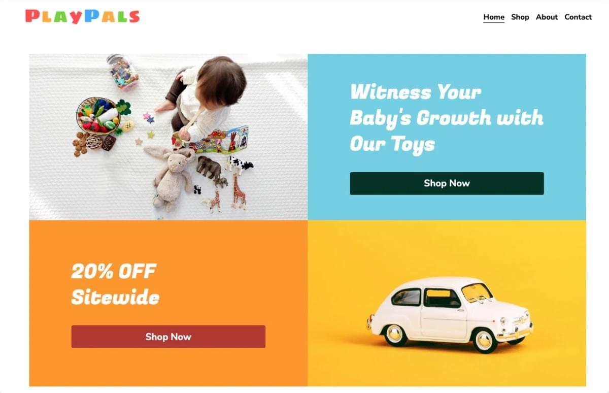 Modelo PlayPals da Strikingly