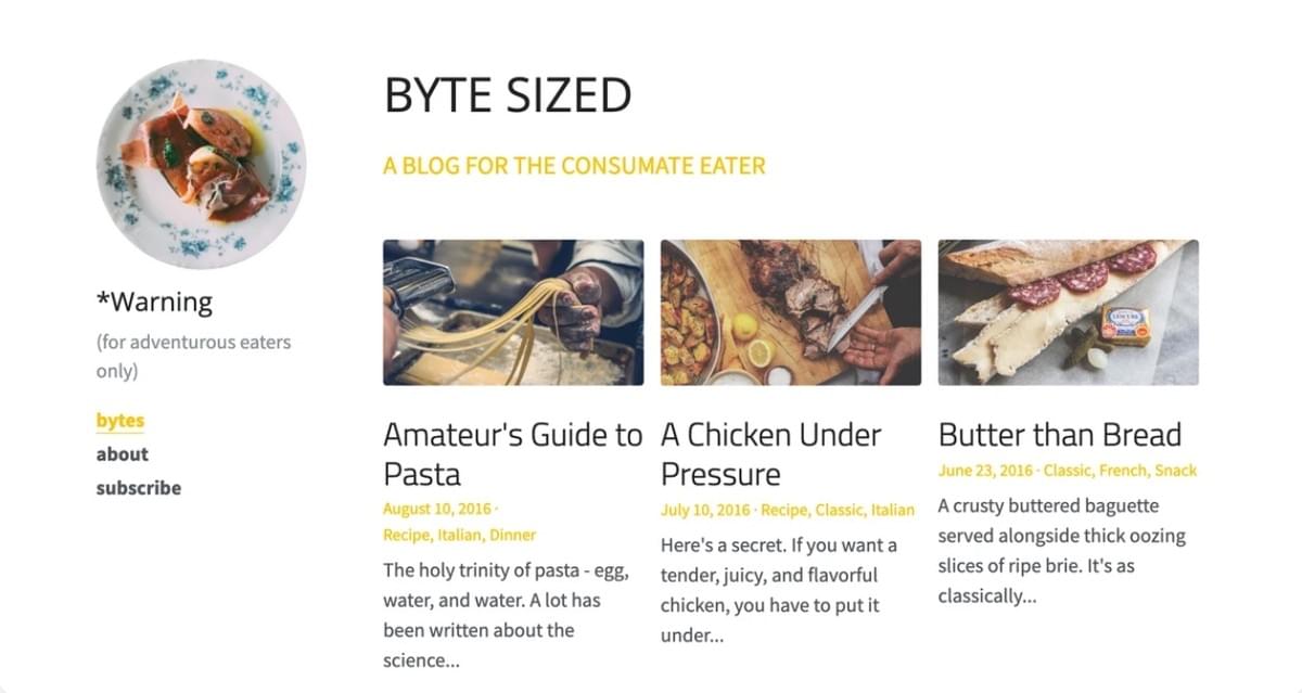 Byte-Sized Blog Template van Strikingly
