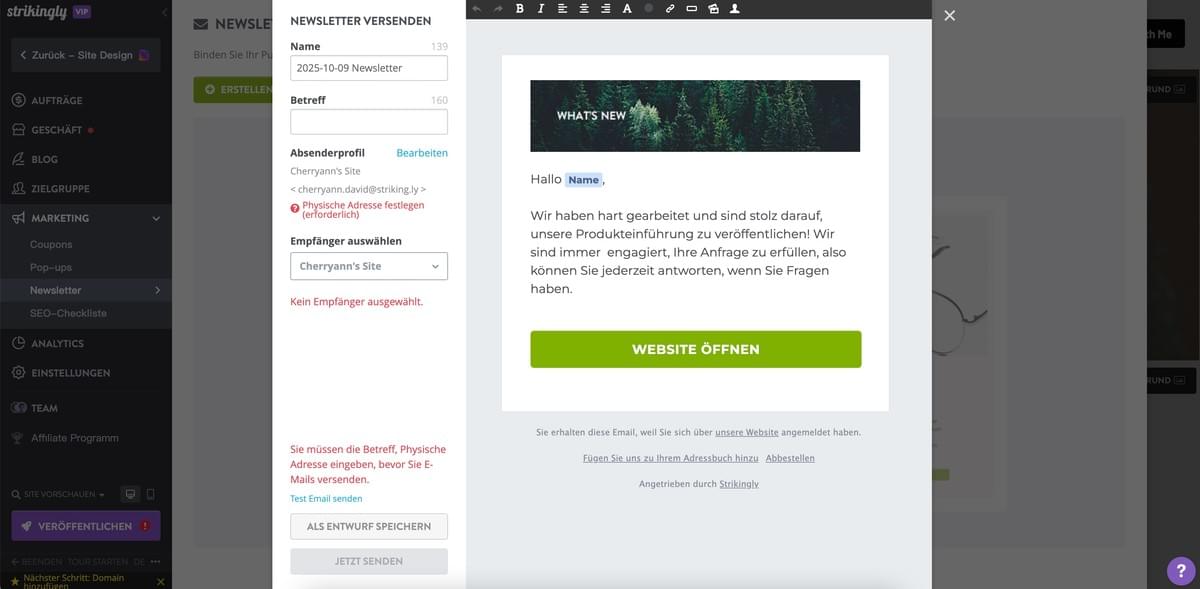 So steigern Sie den Website-Verkehr mit Strikingly - E-Mail-Marketing