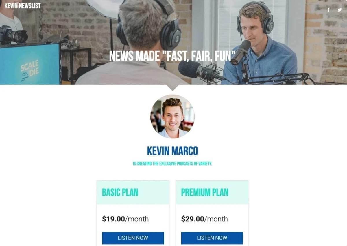 Modelo de podcast da Strikingly