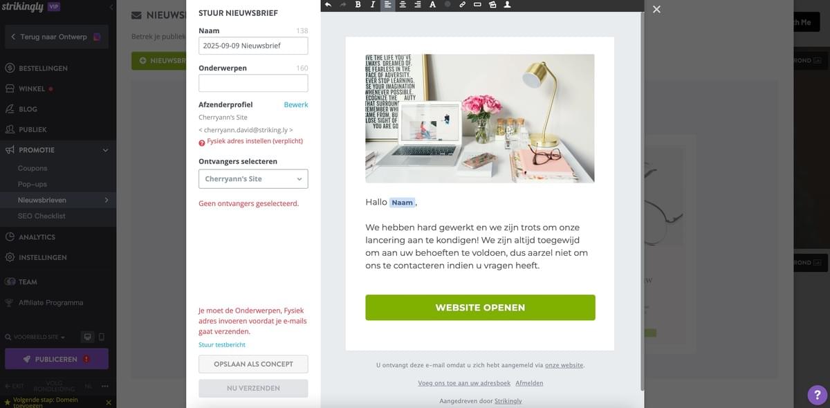 Hoe kan Strikingly helpen klanten te behouden - Emailmarketing integratie