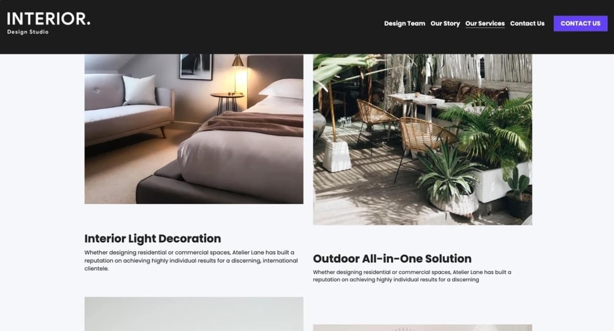 Interieur sjabloon van Strikingly