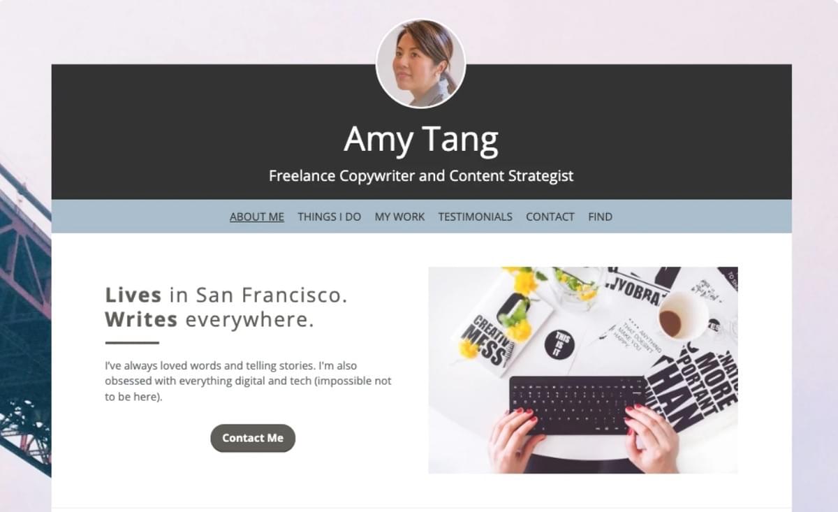 Profilvorlage von Strikingly