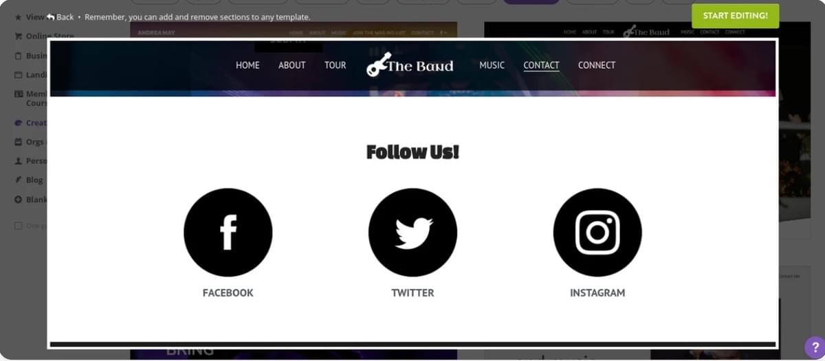 Wie kann Strikingly beim Social Media Marketing helfen – Social Sharing Buttons