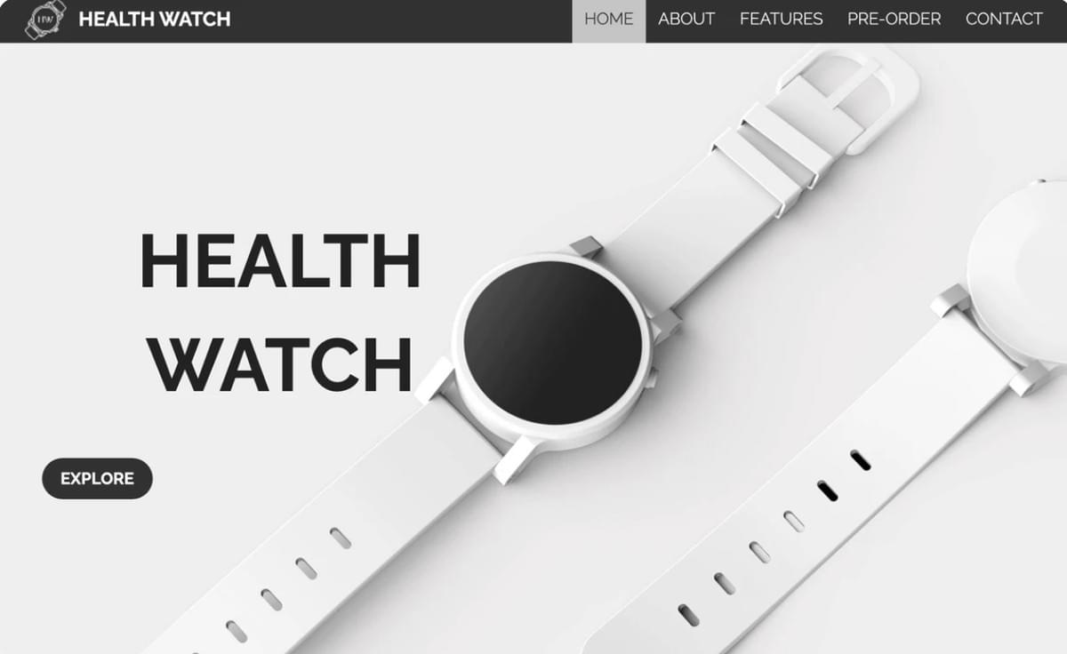 Modelo HealthWatch da Strikingly