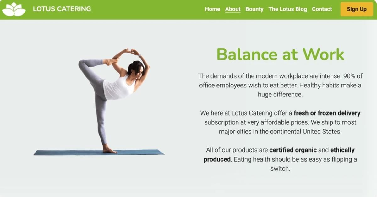 Modelo Lotus da Strikingly