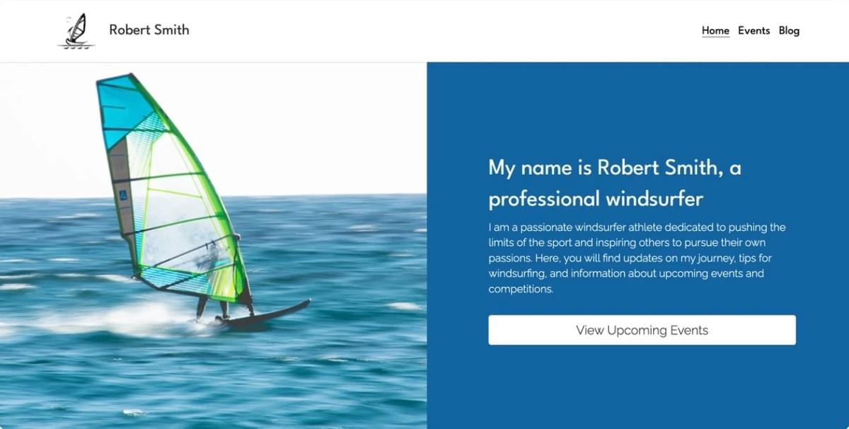 Modelo Windsurfer da Strikingly