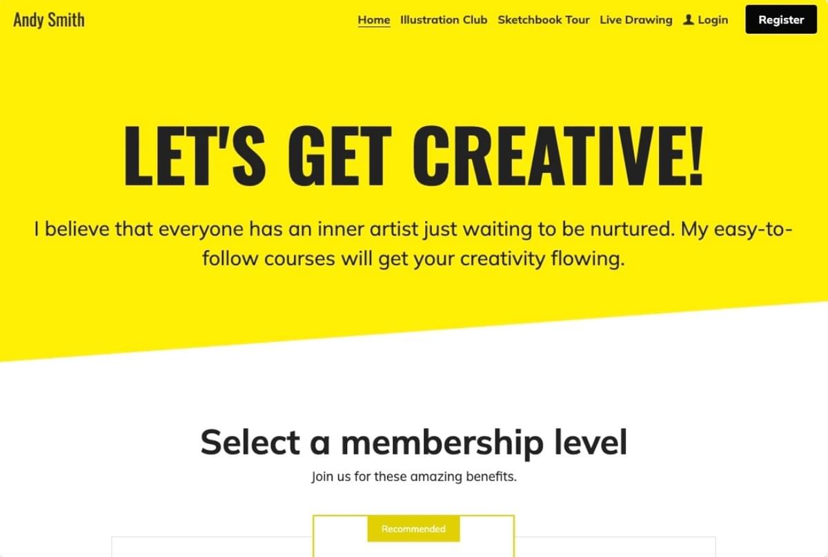 Let's Get Creative Template von Strikingly