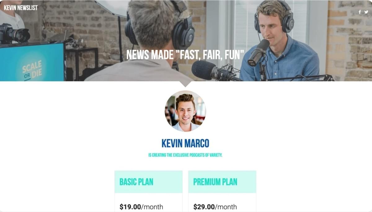 Podcast sjabloon van Strikingly