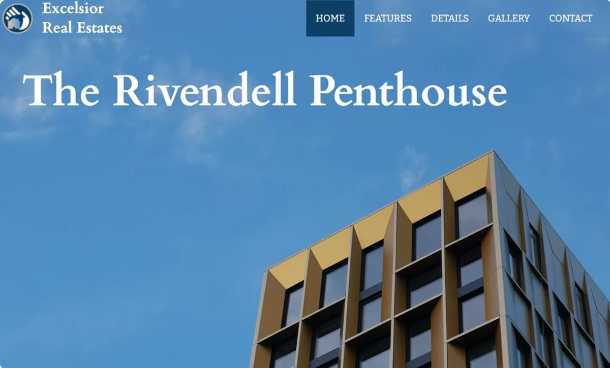 Modelo Imobiliário Excelsior da Strikingly