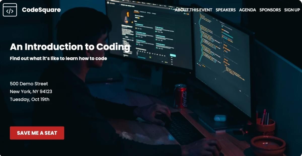 CodeSquare Sjabloon van Strikingly