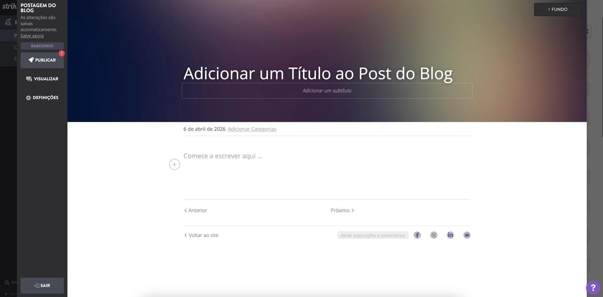 Editor de Blog Strikingly