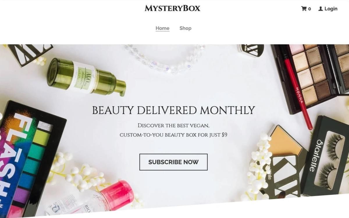 Modelo MysteryBox da Strikingly
