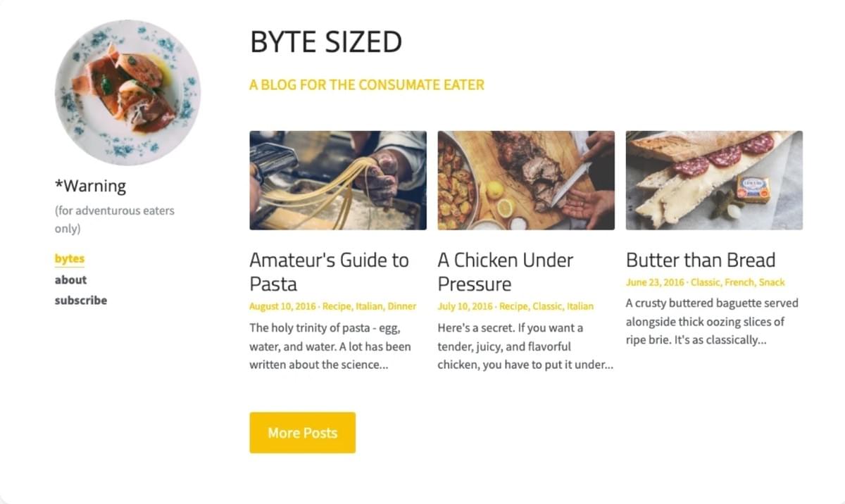 Byte Sized Food Blog Vorlage