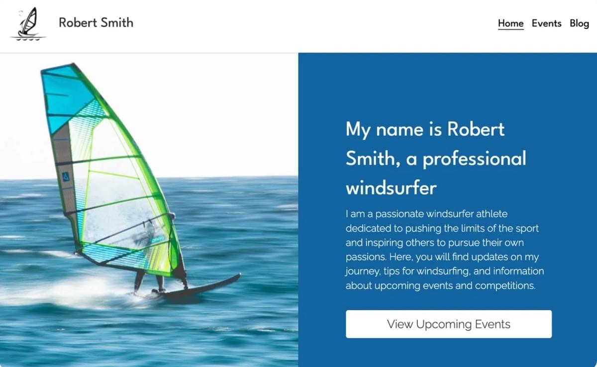 Modelo Windsurfer da Strikingly