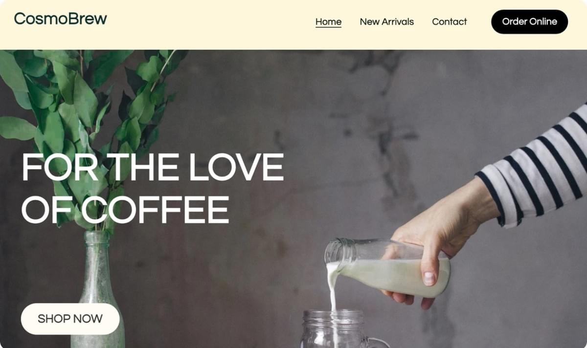 CosmoBrew Sjabloon van Strikingly