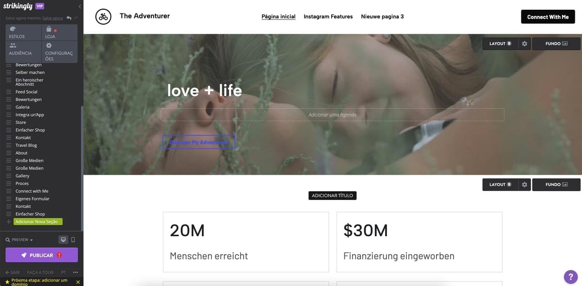 Como iniciar um negócio online com a Strikingly - Personalize Seu Site